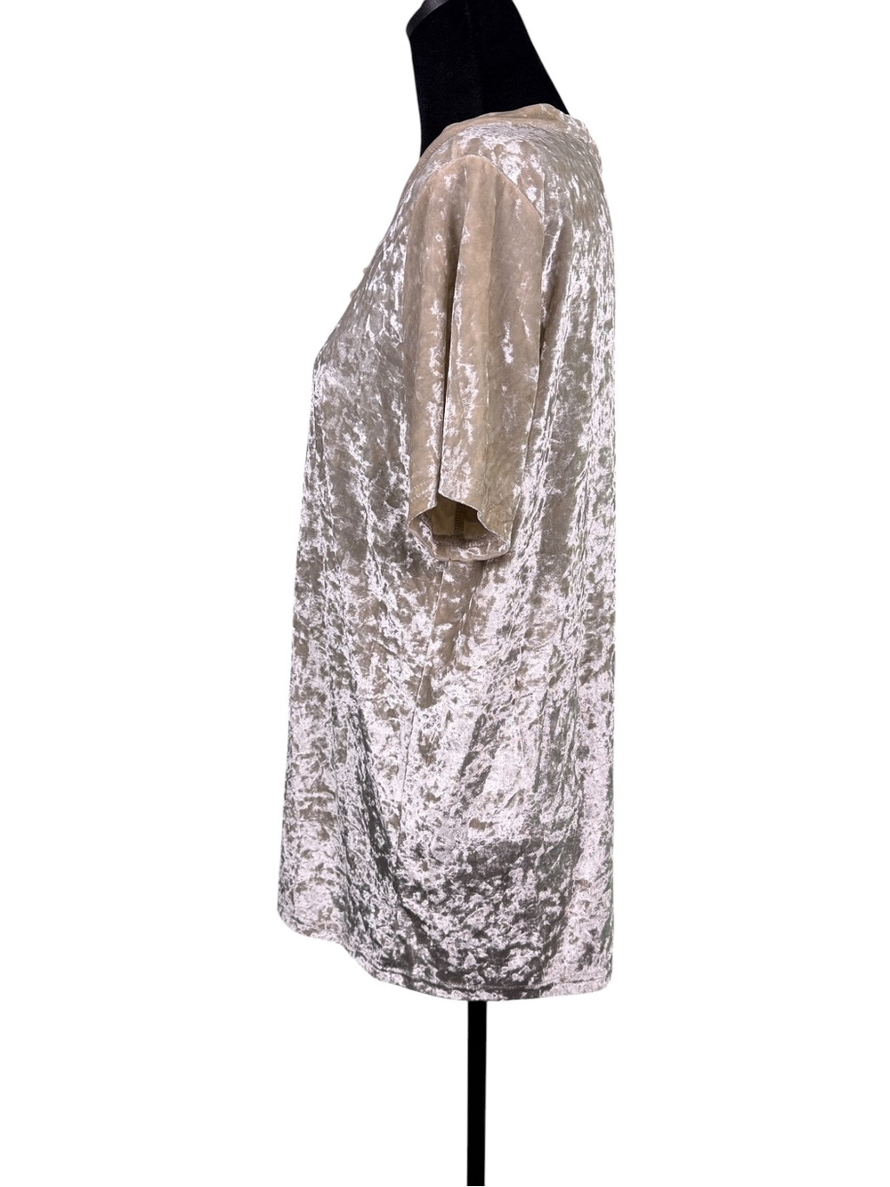 Entro L Champagne Crushed Velvet Lace Up Top Boho Y2K - Picture 4 of 10